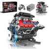 HUNKING V8 Engine Building Set for Adults, Build Your Own MOC Mini V8 Engine STEM Model Toy with Motor, Model kit that Run, Car Engine Building Blocks