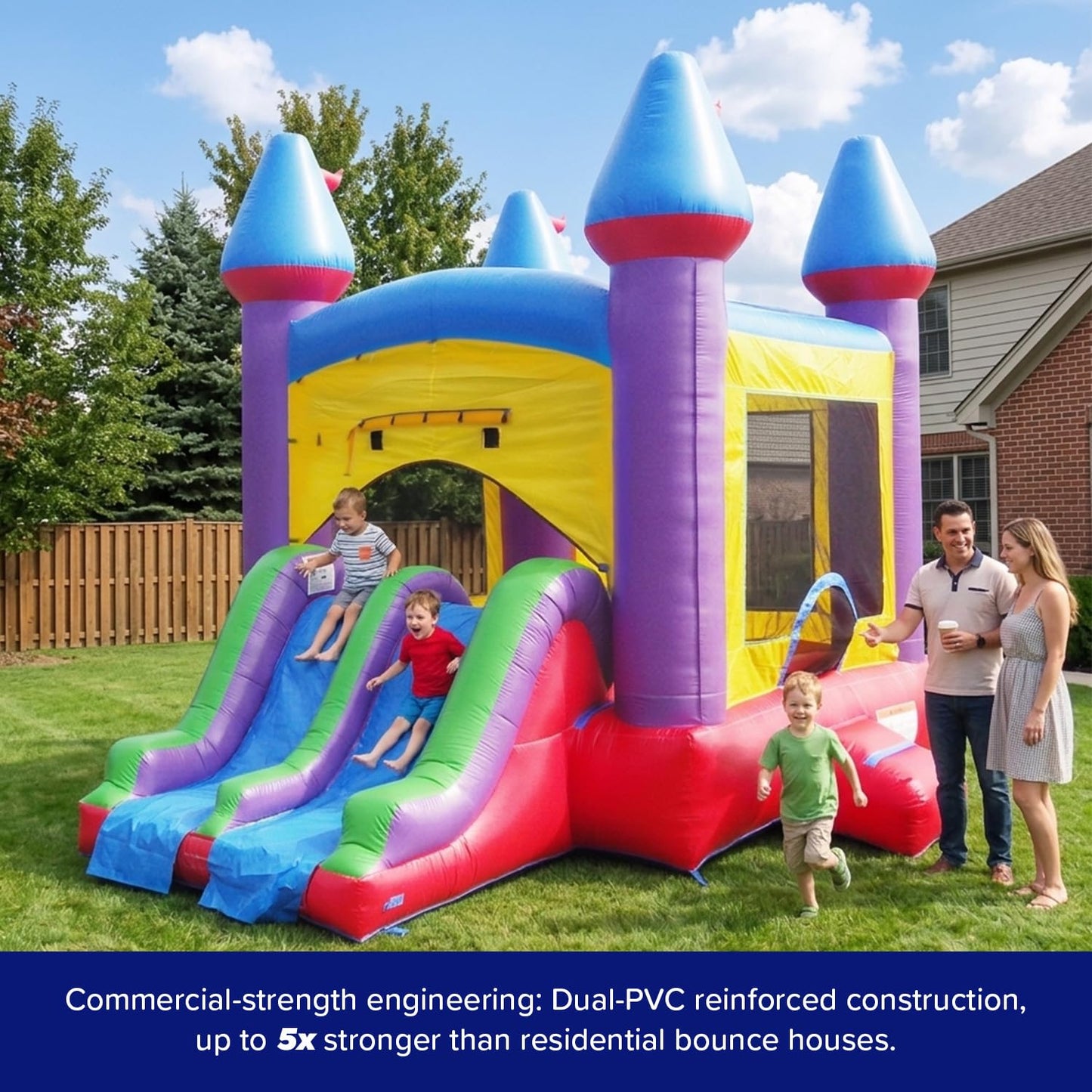 HeroKiddo 14x17 Jelly Bean Commercial Inflatable Bouncer Dual Lane Slide