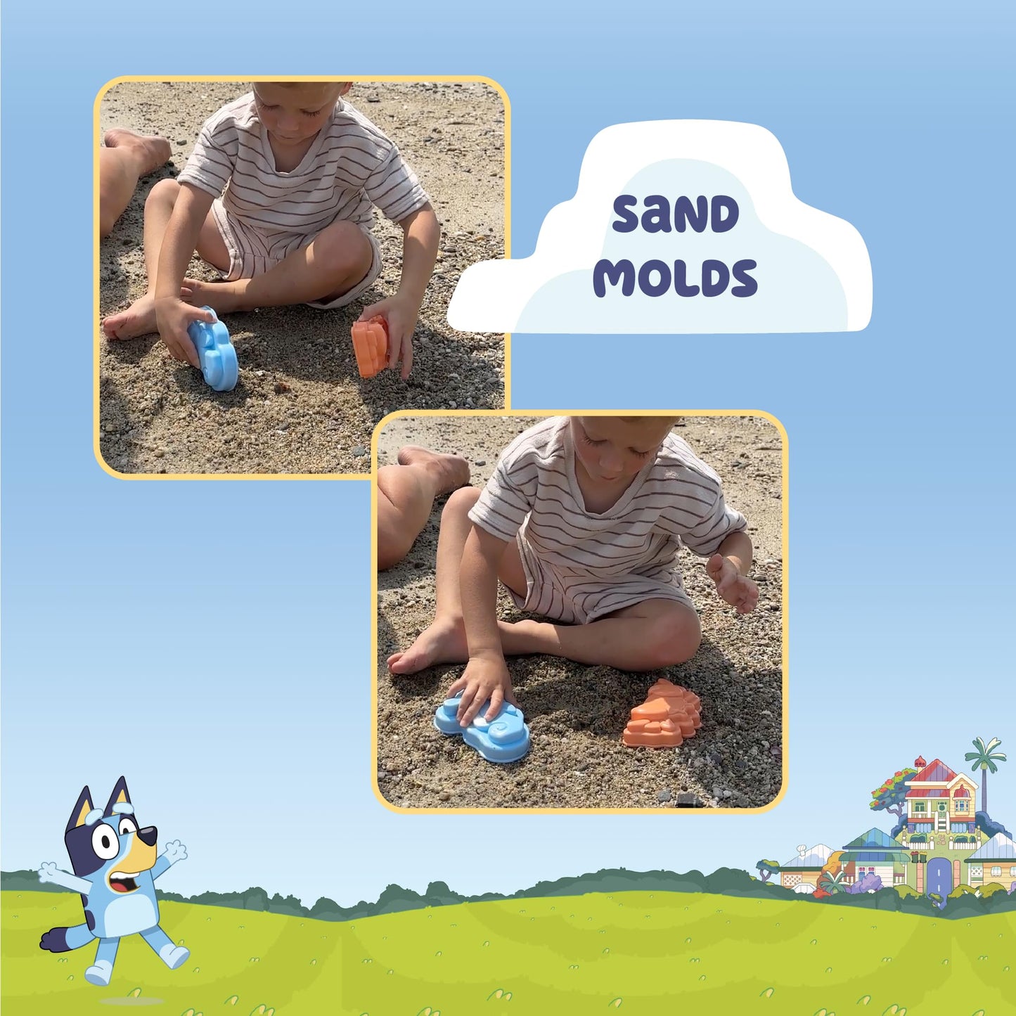 Little Kids Bluey Beach Toys Set | 9pc Sand Toys & Beach Bucket | Ages 3-10, Medium