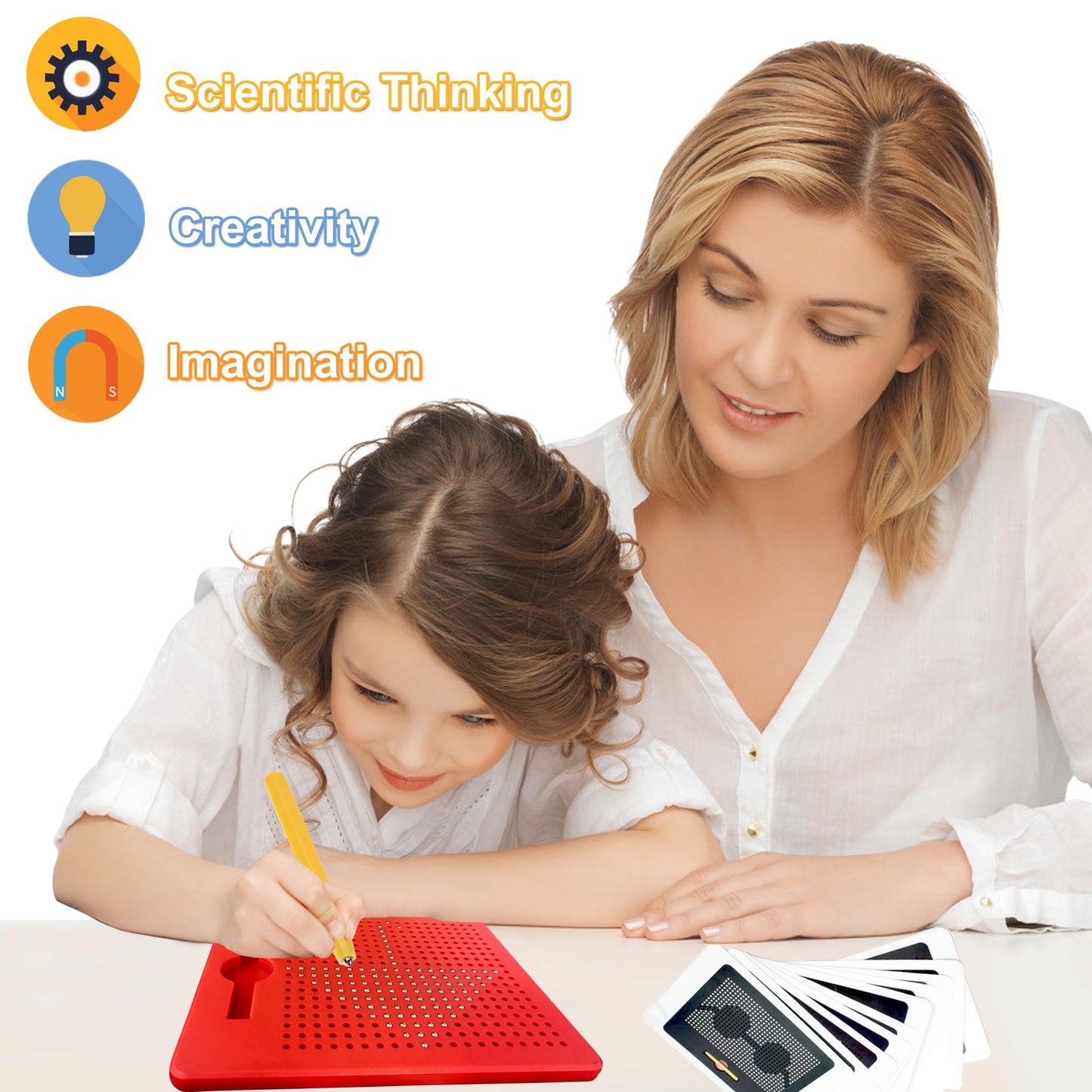 RAINBOW TOYFROG Magnetic Drawing Board - Push Peel Sensory Activity Board for Kids Ages 4-8 - Perfect Travel Toy, Magnetic Doodle Board for Kids