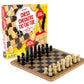 Regal Games - Reversible Wooden Board for Chess, Checkers & Tic-Tac-Toe - 24 Interlocking Wooden Checkers and 32 Standard Chess Pieces - for Age 8