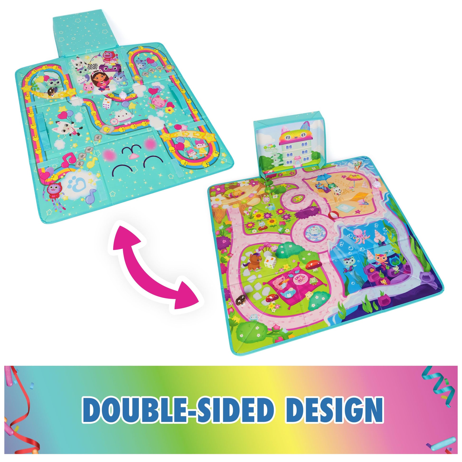 DreamWorks GABBY'S Dollhouse, Gabby Cat Playmat, with 2 Figures, Dollhouse Accessories & Board Game with Dice, Kids Toys for Girls & Boys Ages 3