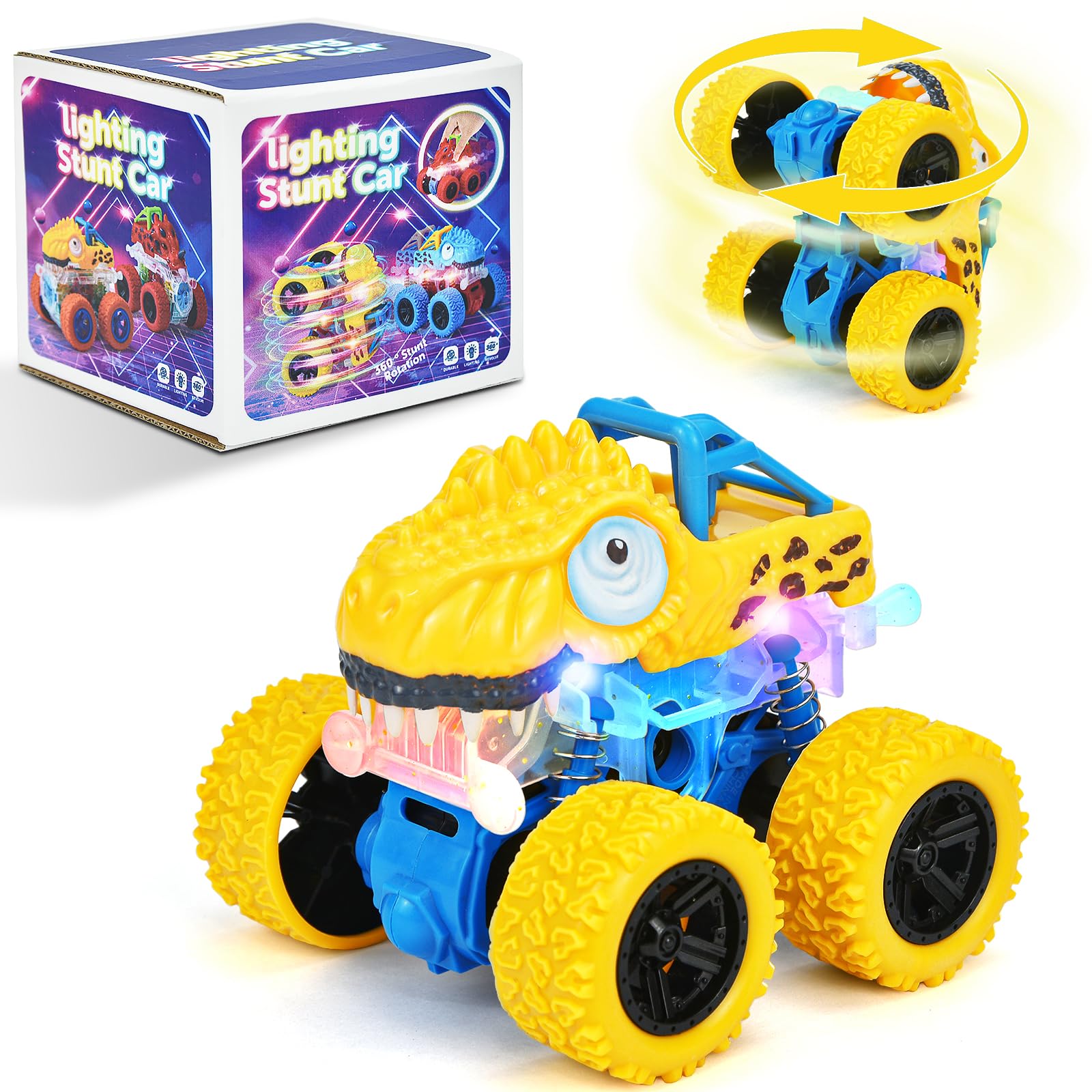 TQBYNJ 2-5 Years Old Boys Dinosaur Toy, Push and Pull Friction Dinosaur Monster Truck, Suitable for Preschoolers, Birthday, Easter, Halloween Party