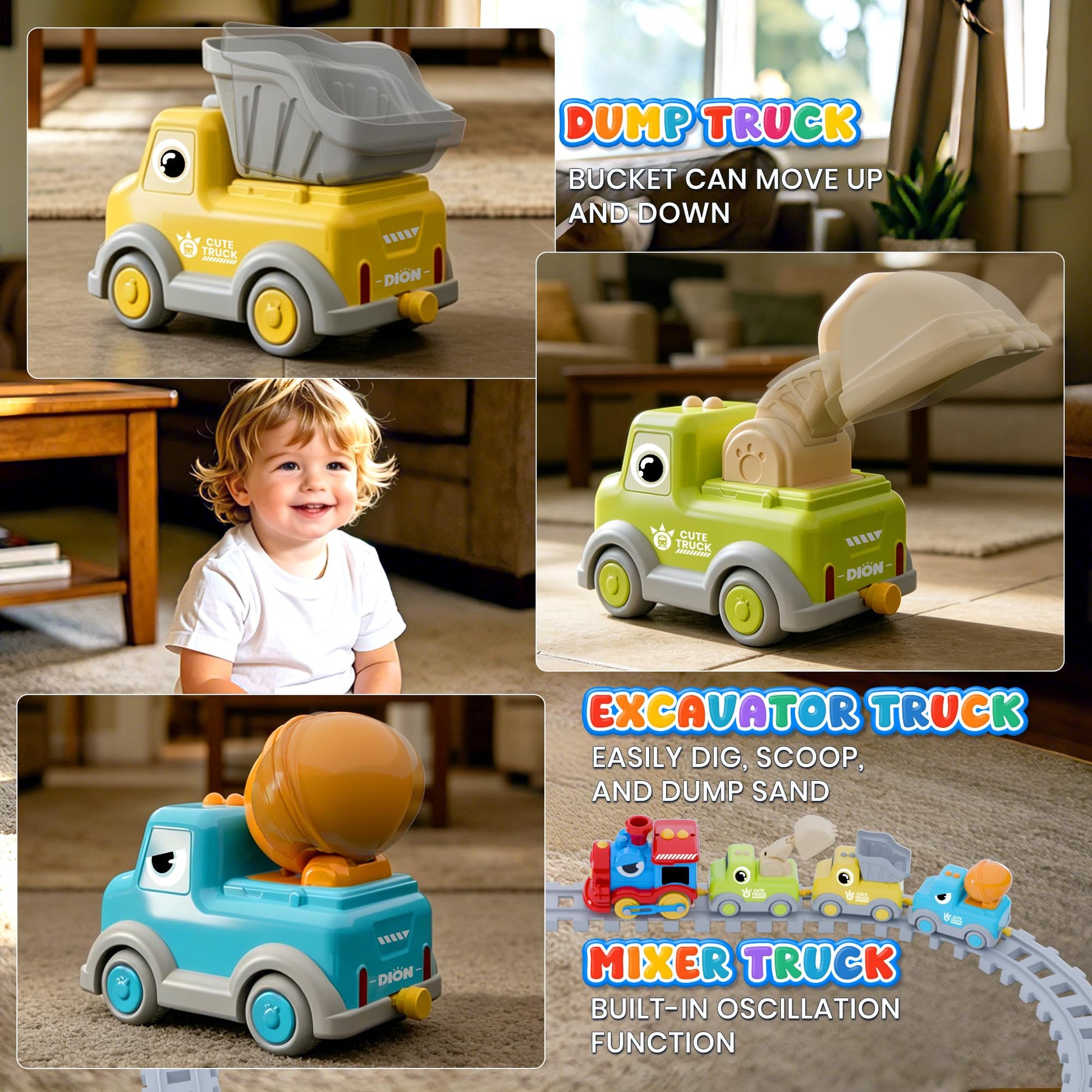 Train Set for Toddlers with Steam, Music & Lights, Electric Choo Choo Train Toy with Tracks & Magnetic Construction Cars, Toy Train Set for Kids