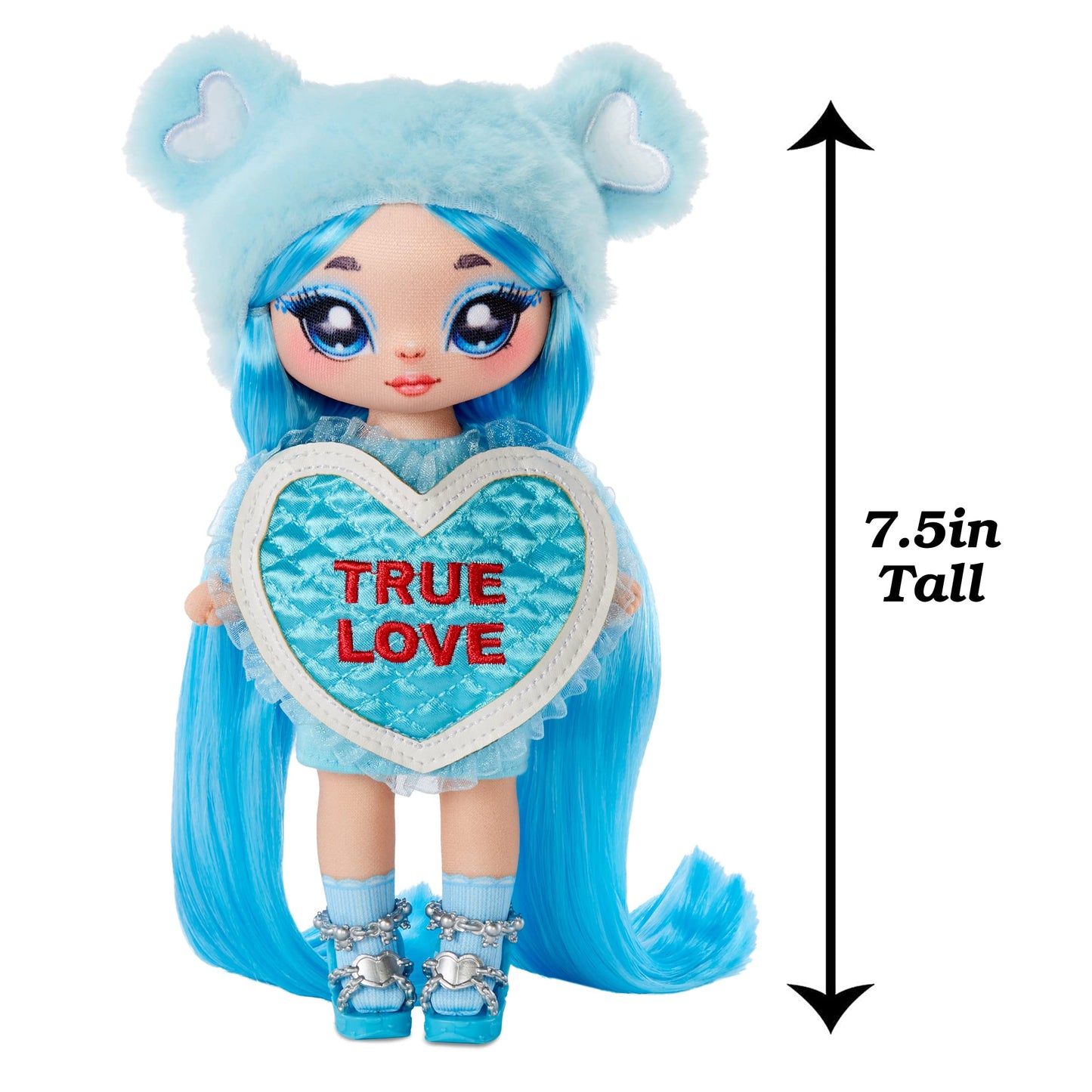 MGA Entertainment Na Na Na Surprise Lily Sarang - Blue Teddy Bear-Inspired 7.5" Fashion Doll with Light Blue Hair, Heart-Shaped Dress and Brush