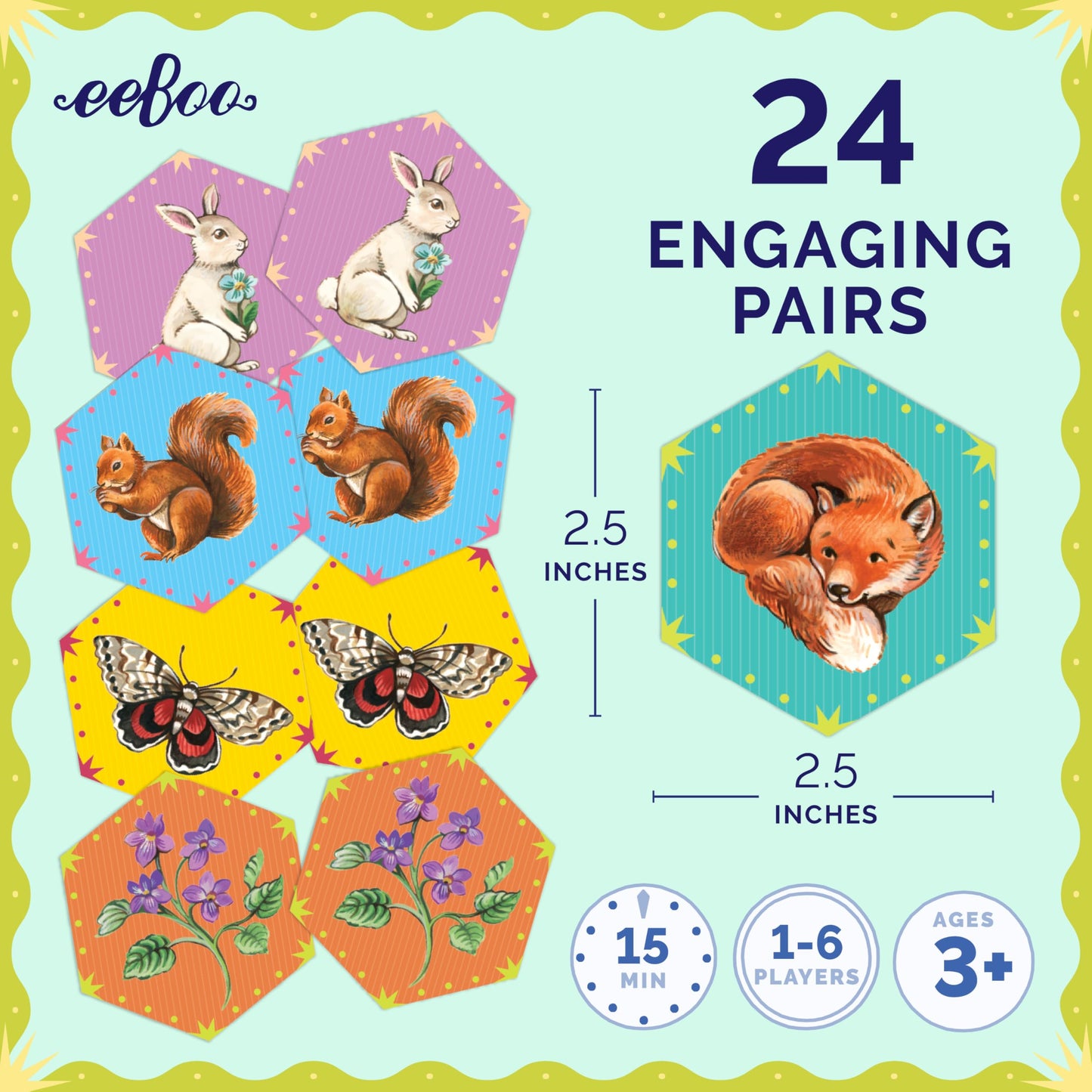 eeBoo Life in a Meadow Memory & Matching Game, Ages 3+, 1-4 Players