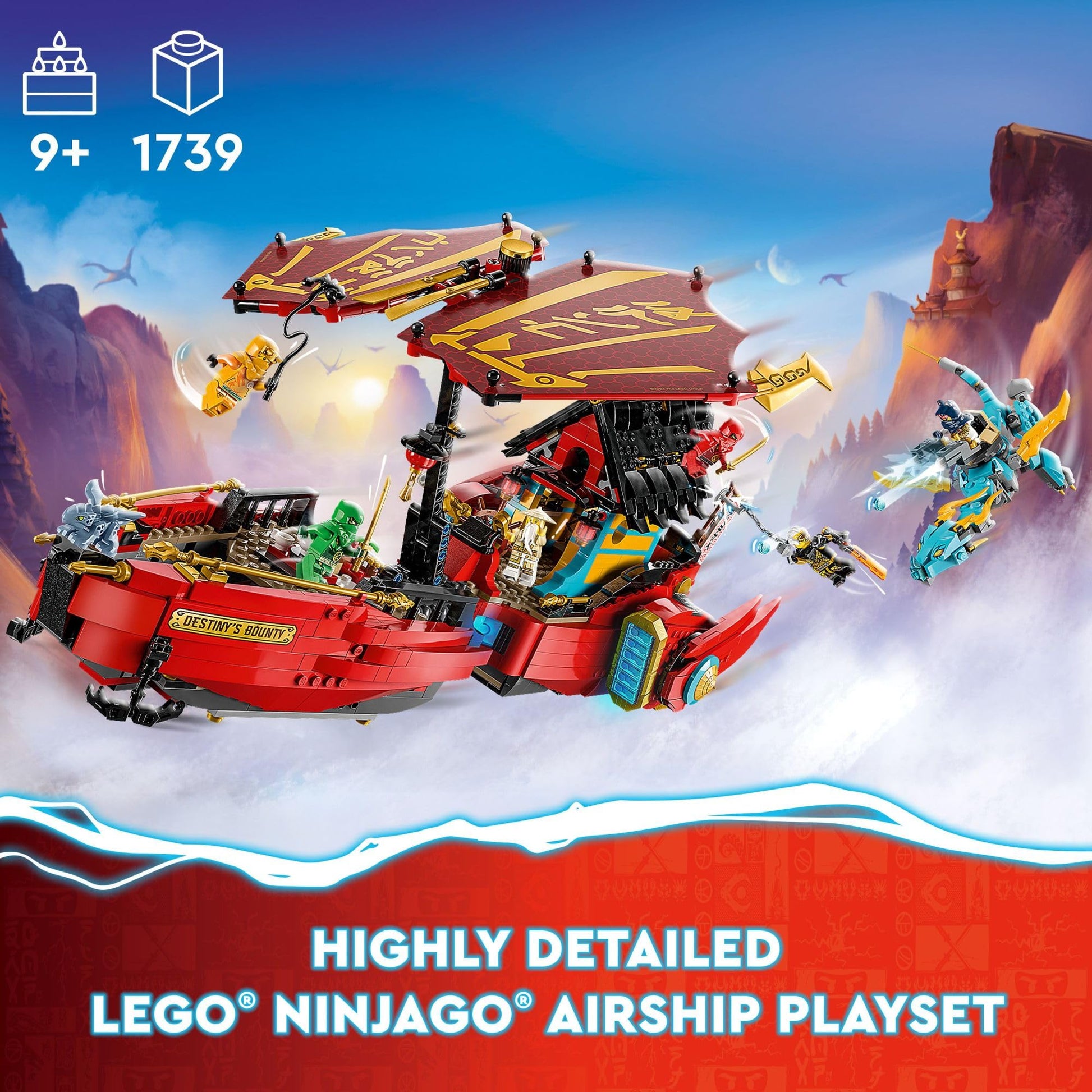 LEGO NINJAGO Destiny’s Bounty - Race Against Time 71797 Building Toy Features a Ninja Airship, 2 Dragons and 6 Minifigures, Gift for Boys and Girls