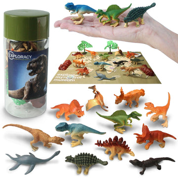 EXPLORACY 12 Mini Dinosaur Toys for Kids - Realistic T-Rex & Dino Figurines Playset for Toddlers Collectible Bath Animal Toys Sensory Bin Party Favors