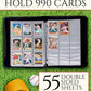 Baseball Card Binder 9 Pocket - Holds 990 Cards, Zipper Trading Card Binder with Extra Space to Close When Full, Includes 25 Toploaders and Inner