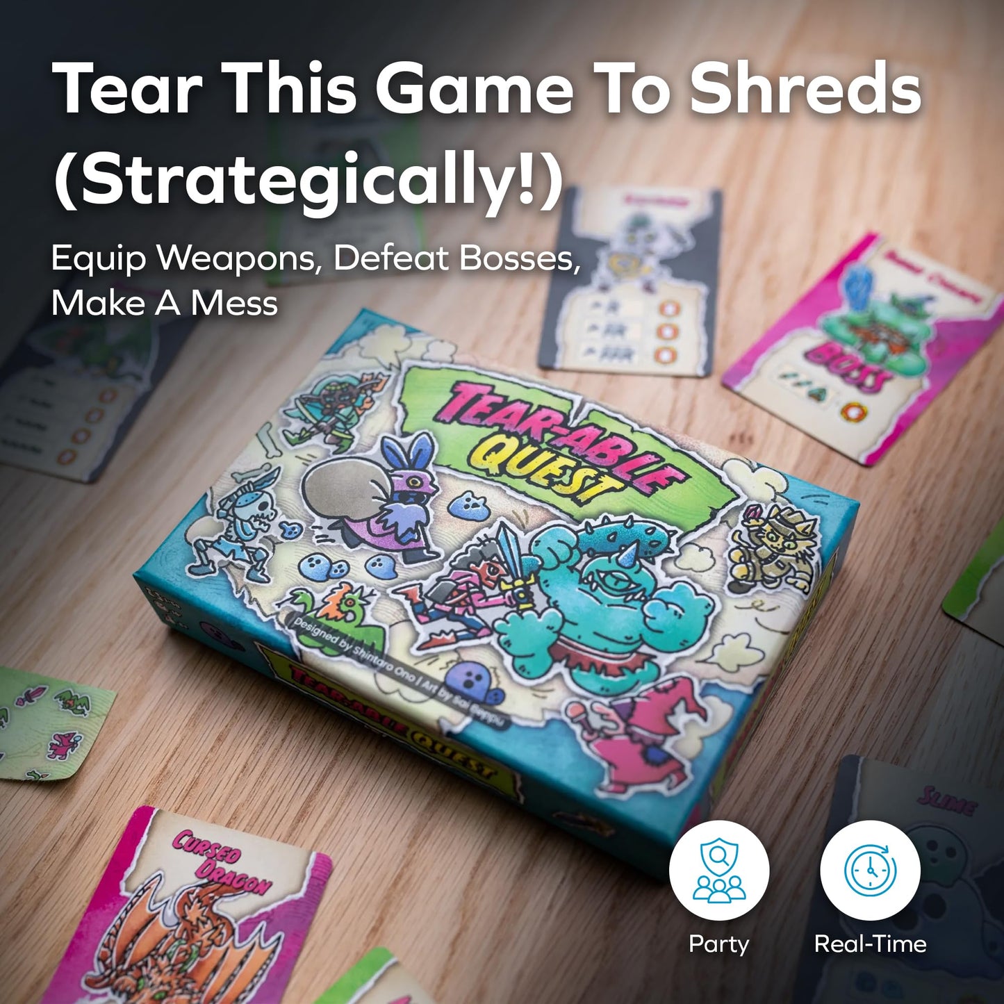Allplay Tearable Quest Board Game for Adults, Kids, and Families - Tear The Actual Game to Shreds to Complete Quests - Hilarious and Unique