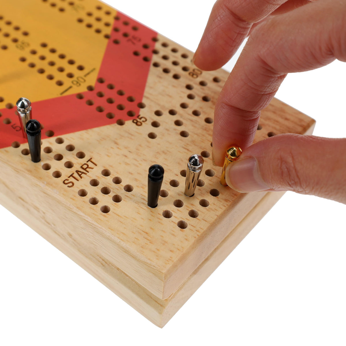 Pacific Shore Games Canoe Cribbage Board Game Set, Cheveron Nautical Print, Continuous 3 Track Travel Cribbage Boards Unique, Wooden Board Games for