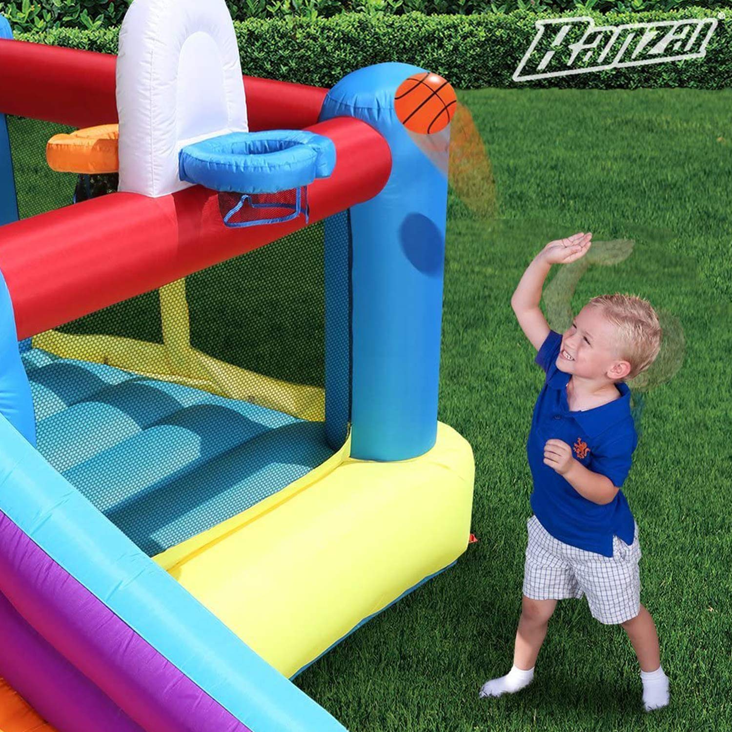 BANZAI Climb N Bounce Clubhouse (Outdoor Backyard Summer Spring Inflatable Jumping Bouncing House Castle)