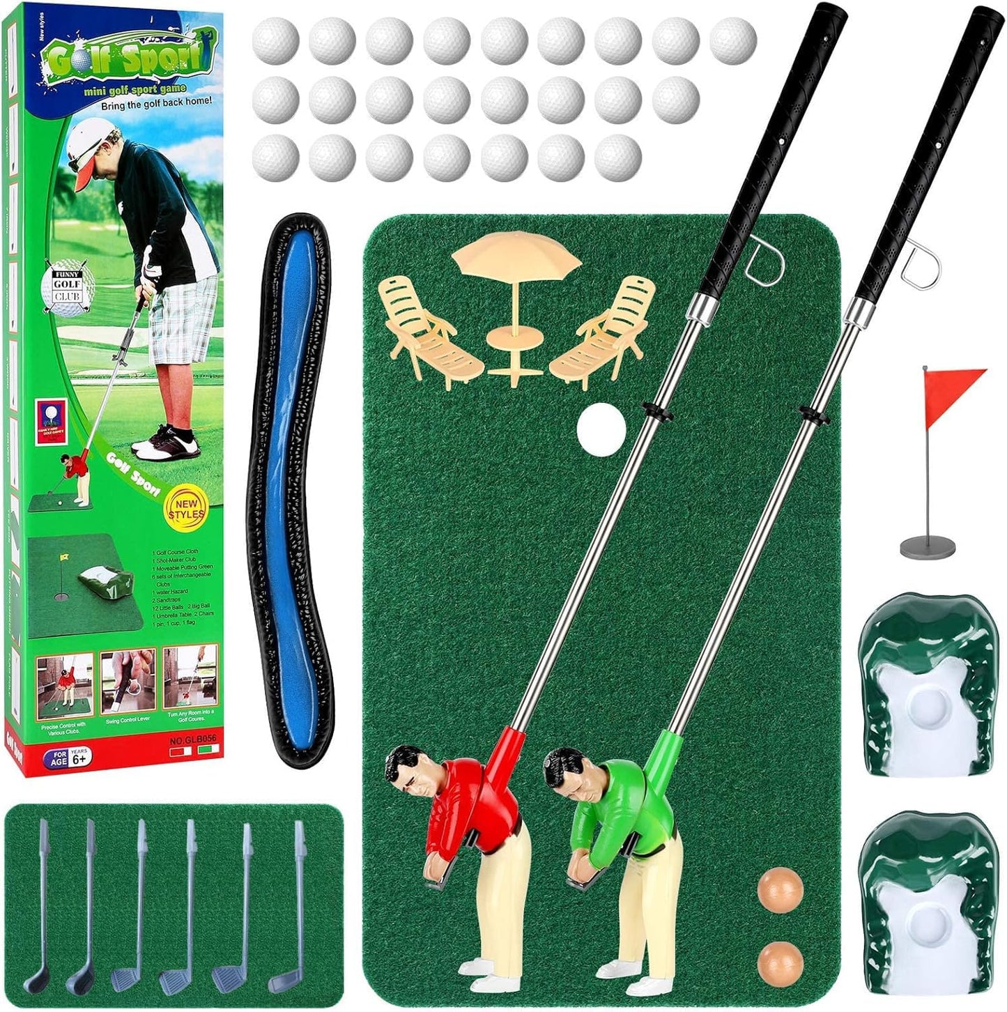 Wassteel Mini Golf Toys for Kids/Adult, Retirement Gift Two Mini Golfers for Parent-Child Interaction, Fun Play Golf Indoor Games, Family Game for 6 7