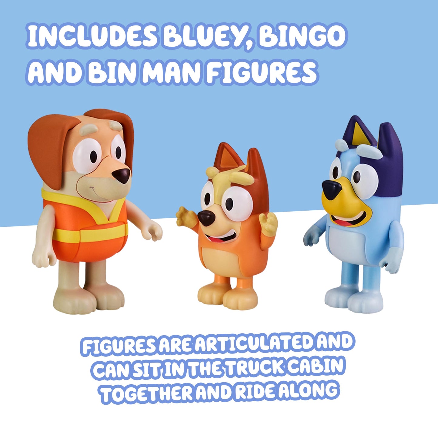 Bluey Garbage Truck Playset, Bingo & Bin Man Figures, Interactive Lever