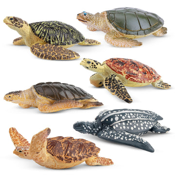 Toymany 6PCS Realistic Sea Turtle Figurines, Plastic Ocean Sea Animals Figures Set Includes of Turtles, Educational Toy Cake Toppers Christmas