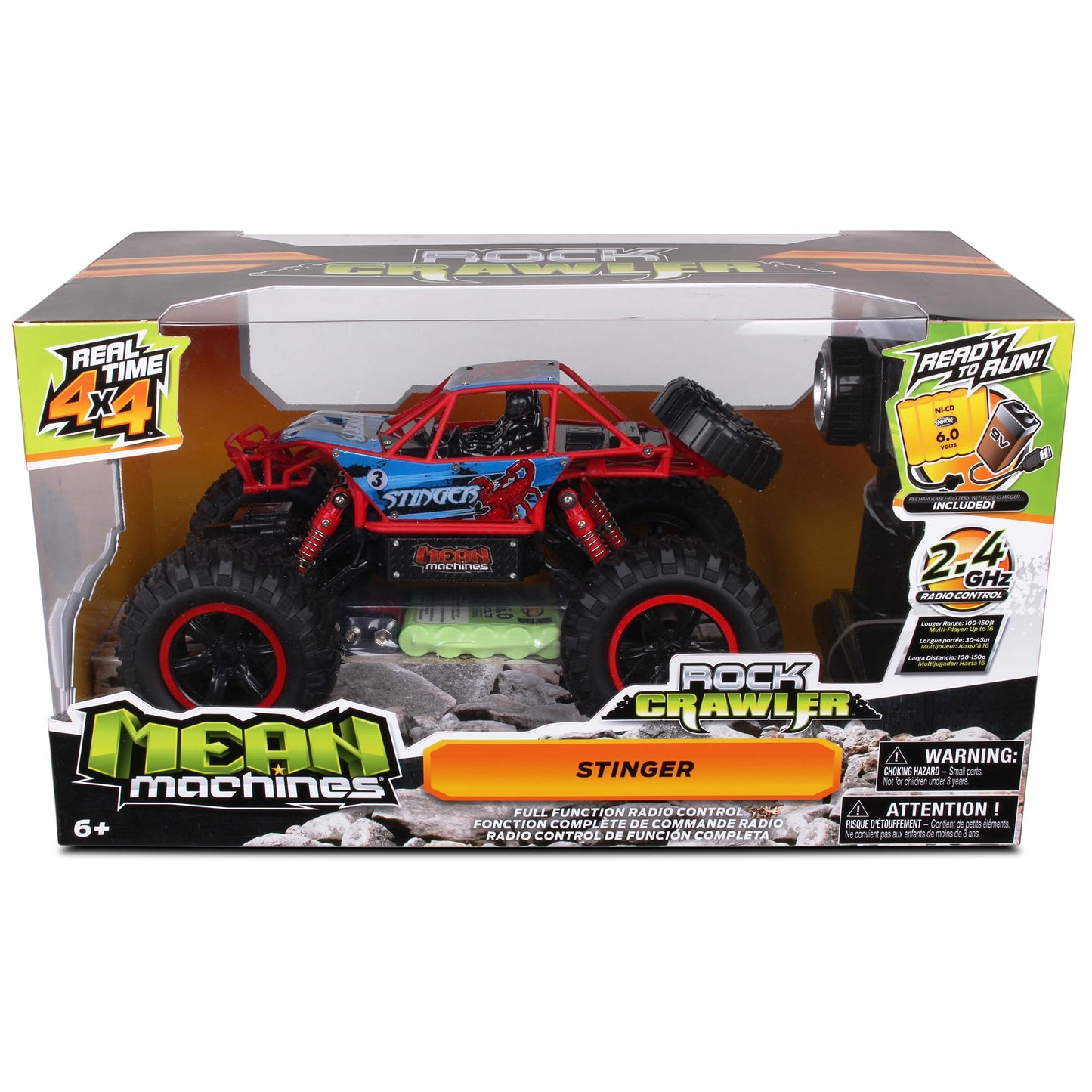 NKOK Mean Machines Rock Crawler Stinger 1/14 Scale RC 4x4 RTR, Ages 6+