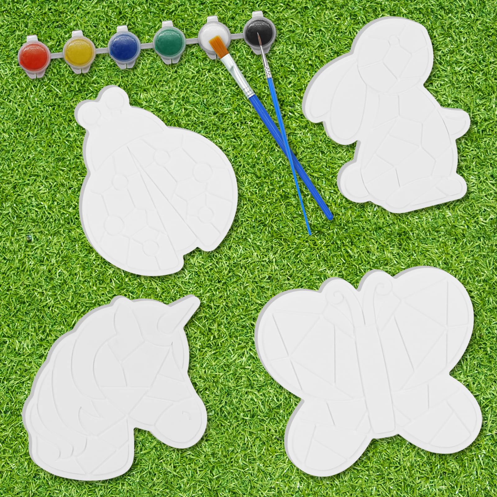 Stepping Stones Painting Kit for Kids, 4 Pack DIY Garden Rocks Art Craft Activity for Children Ages 4-8 Outdoor Paint Gift(Set F)