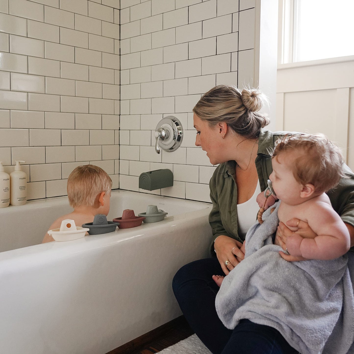 mushie Stackable Bath Boats Floating Toy (Original) | Made in Denmark