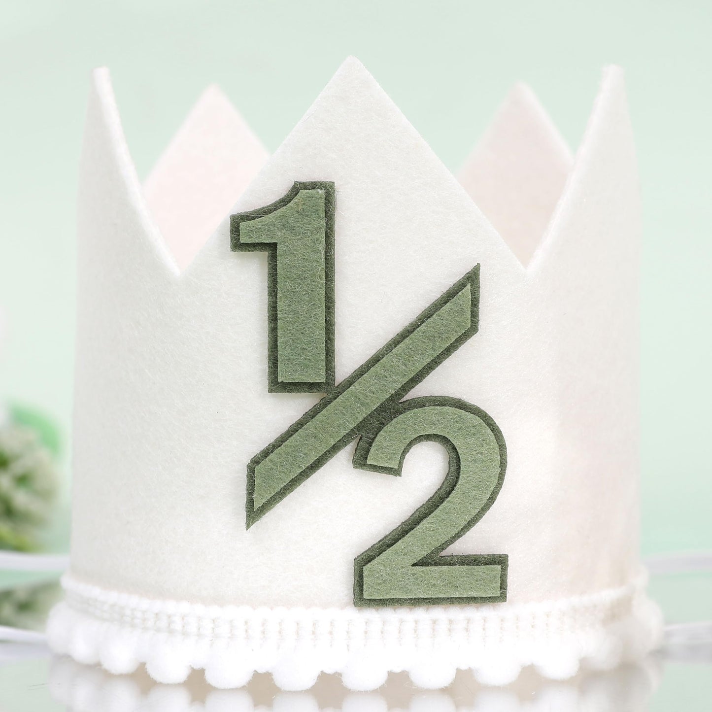 HIKLO Half Birthday Crown - 6 Months Crown Hat for Baby Boy/Girl, 1/2 Birthday Cake Smash Photo Props, Half Way Outfits for Baby (Green Half Birthday