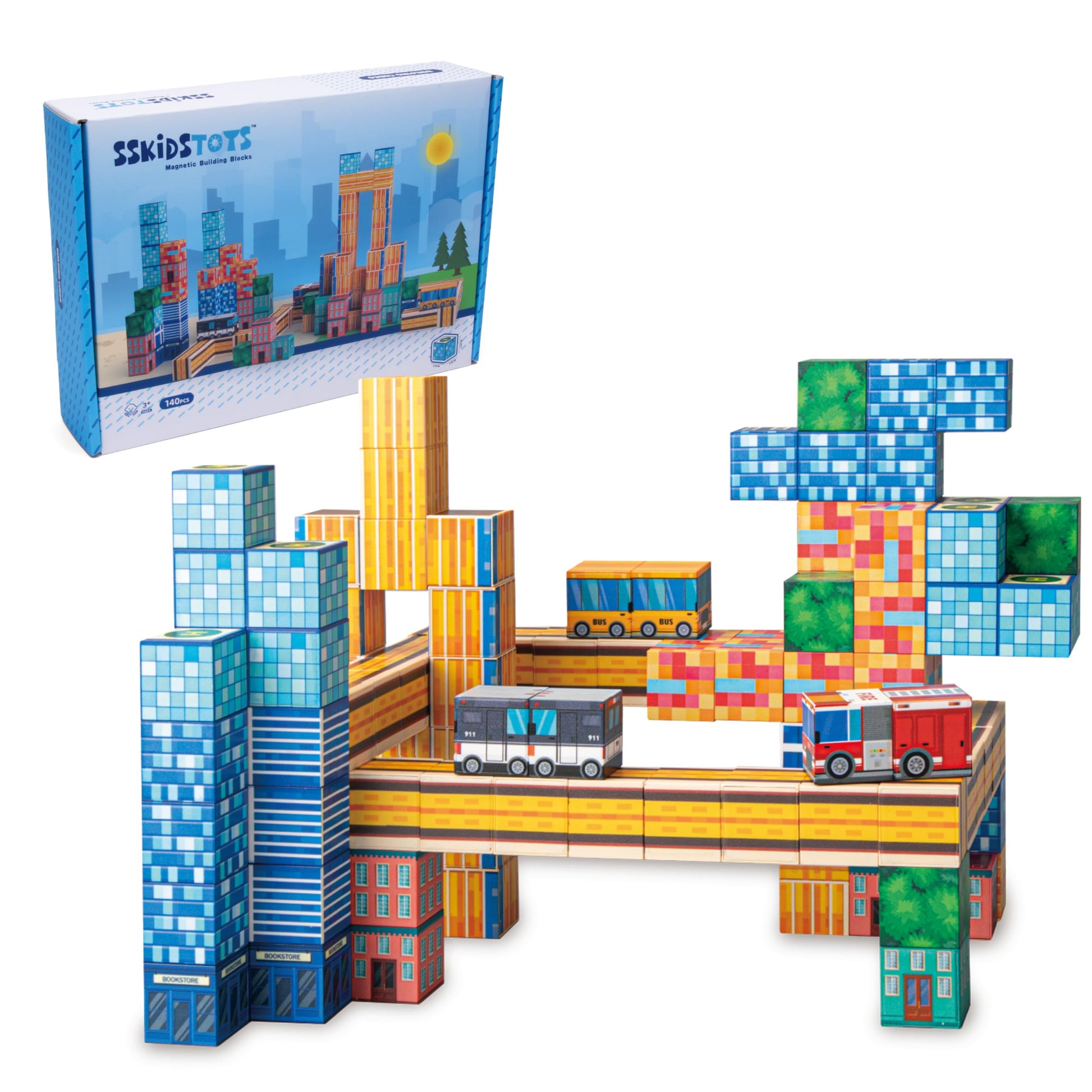 SSKIDSTOYS Magnetic Blocks-140PCS 1 in Big Size Magnetic Building Blocks, Magnetic Tiles Kids Build Cubes 2026 Upgraded STEM Game Toys, Christmas