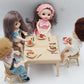 Miniature Dessert Plate Set - 5 Assorted Handmade Clay Treats with Pancakes, Waffles & Ice Cream - 1:6 Scale Dollhouse Food on 1-Inch Ceramic Plates