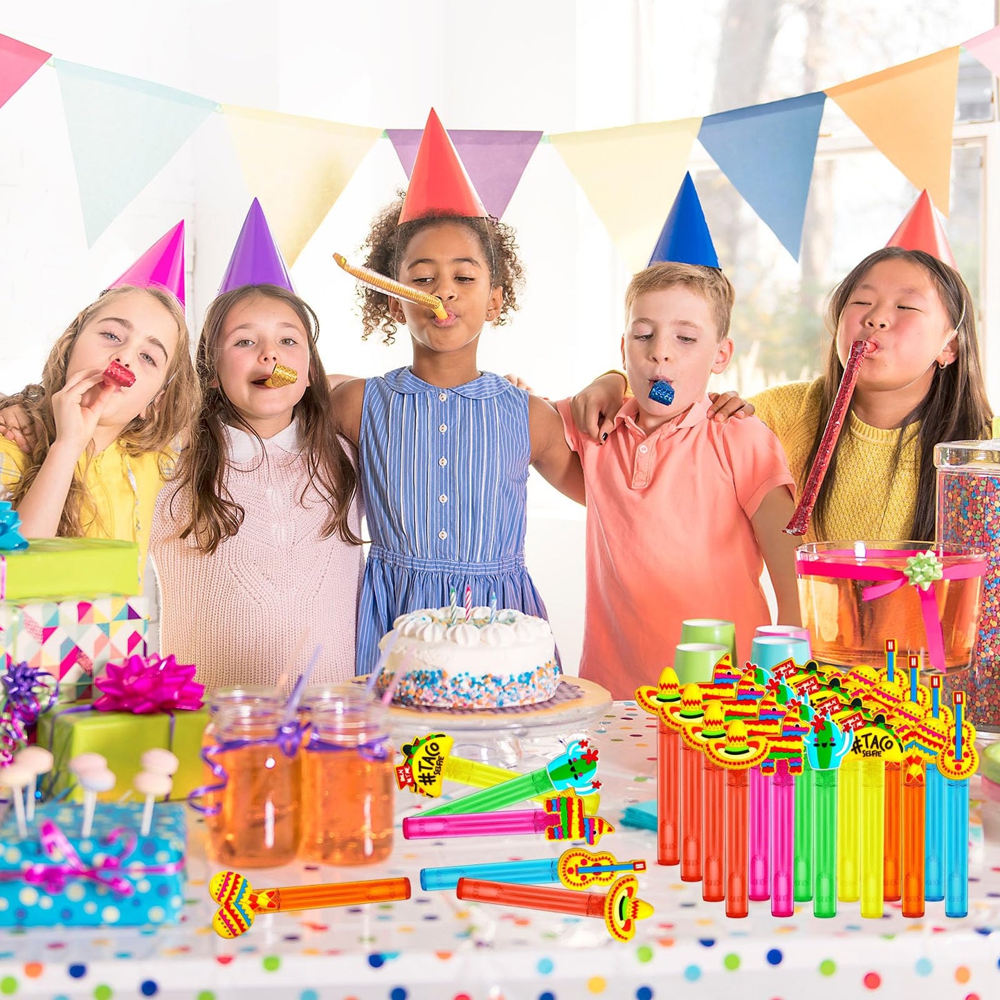 uoyoi Fiesta Party Favors,24Pcs Mexican Taco Bubble Wand for Kids
