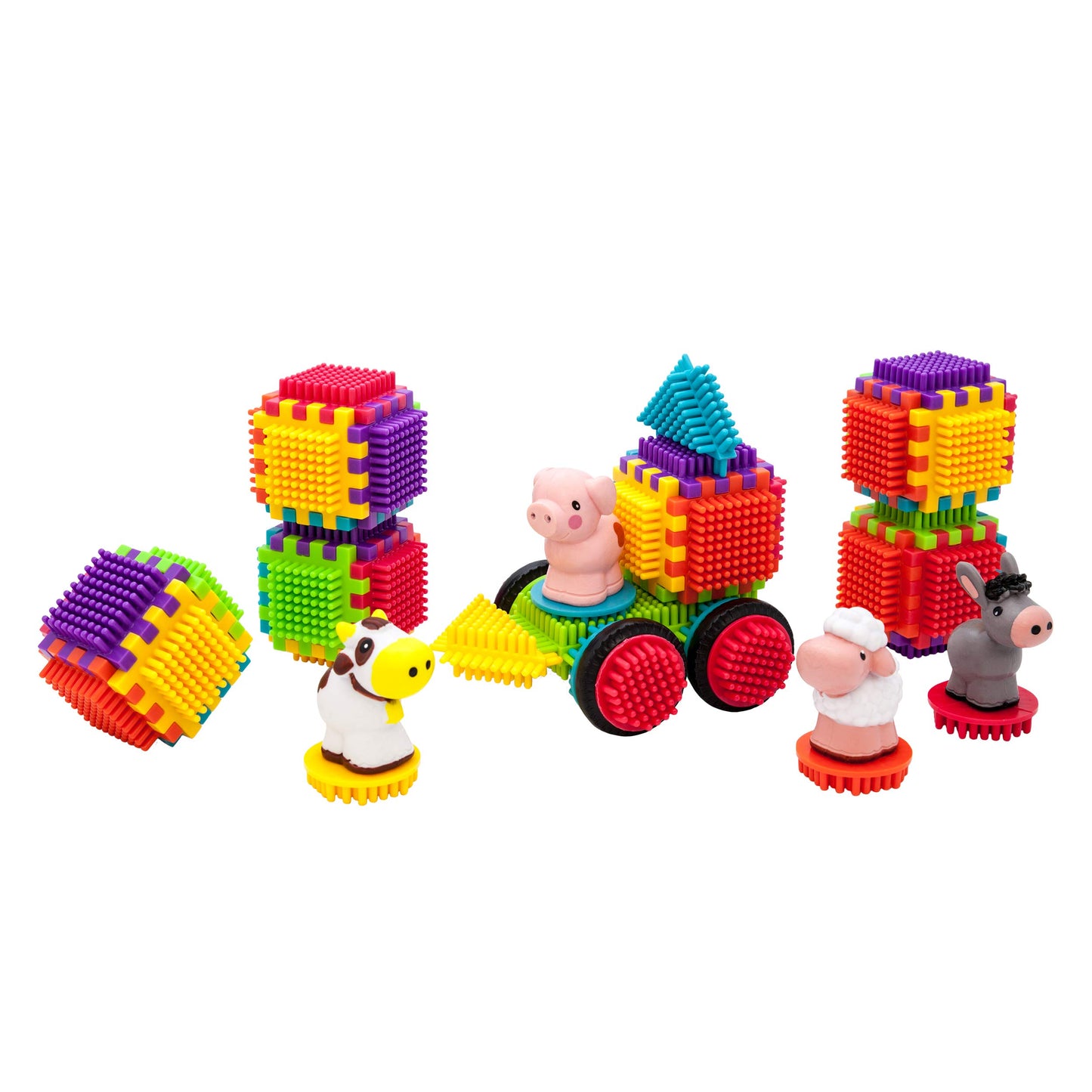 PicassoTiles PTB151 151pcs Hedgehog Lock Block STEM Building Tiles Truck Theme Set Learning Playset STEM Toy Set Educational Kit Child Brain