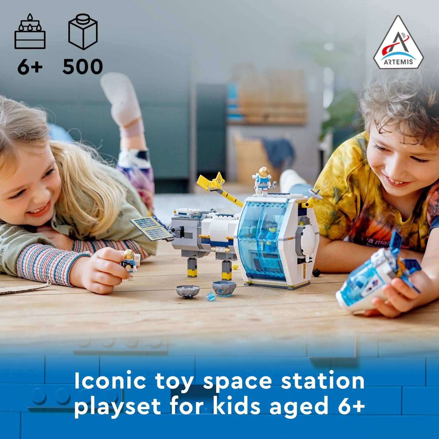 LEGO City Lunar Space Station, 60349 NASA Inspired Building Toy, Model Set with Docking Capsule, Labs and 5 Astronaut Minifigures
