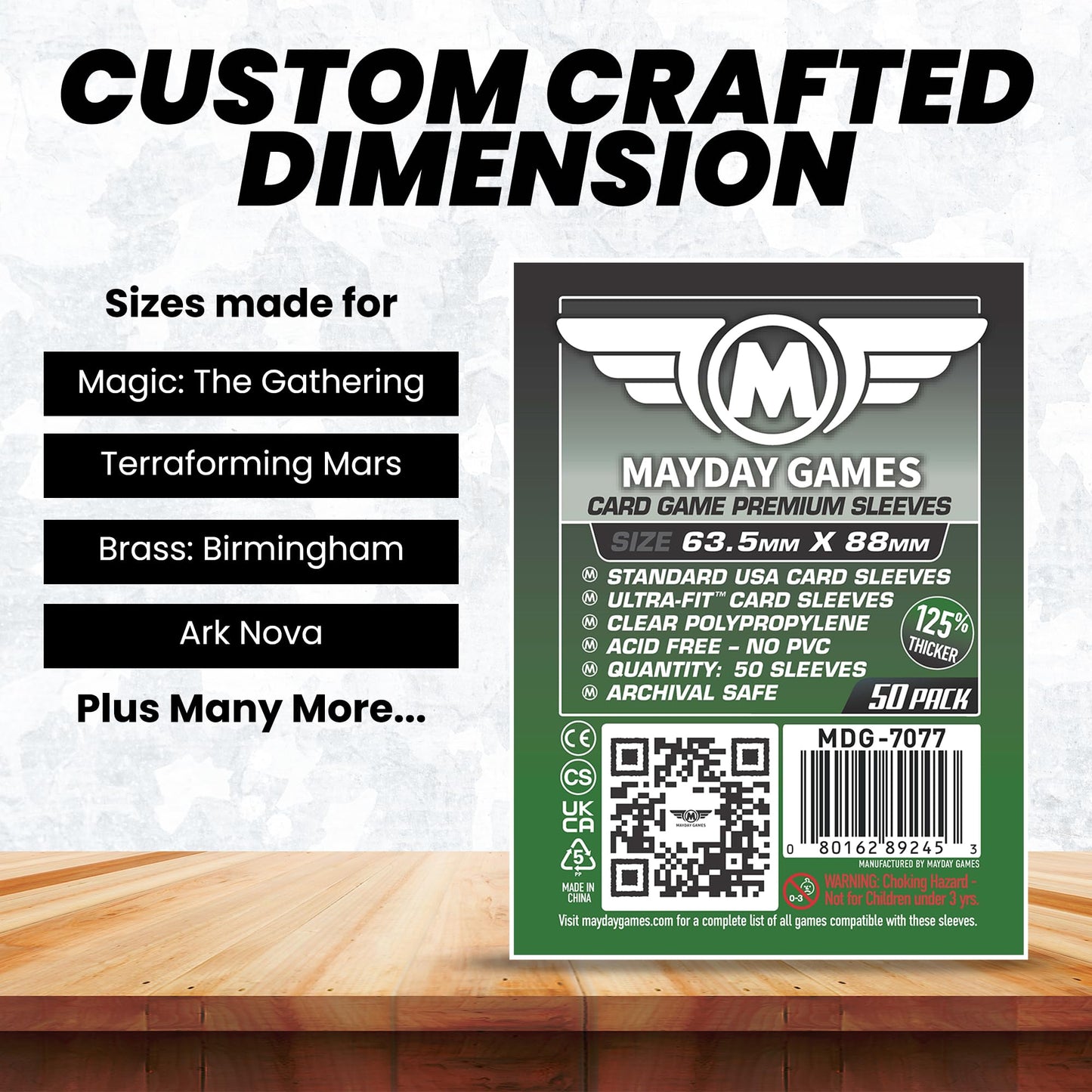 MayDay Games 63.5x88mm Card Sleeves Premium Bundle (4x50 Pack, 200 Sleeves) - 90 Micron Clear Polypropylene, Acid-Free & PVC-Free, Board Game Card