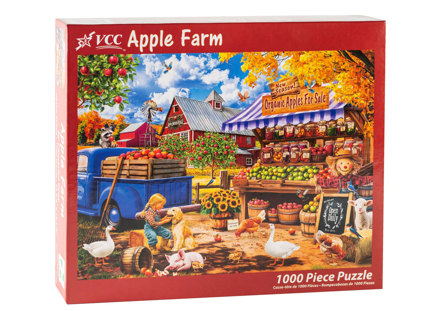 Apple Farm Jigsaw Puzzle 1000 Piece by Vermont Christmas Company - Puzzles for Adults & Families - Fully Interlocking & Randomly Shaped Pieces - 26