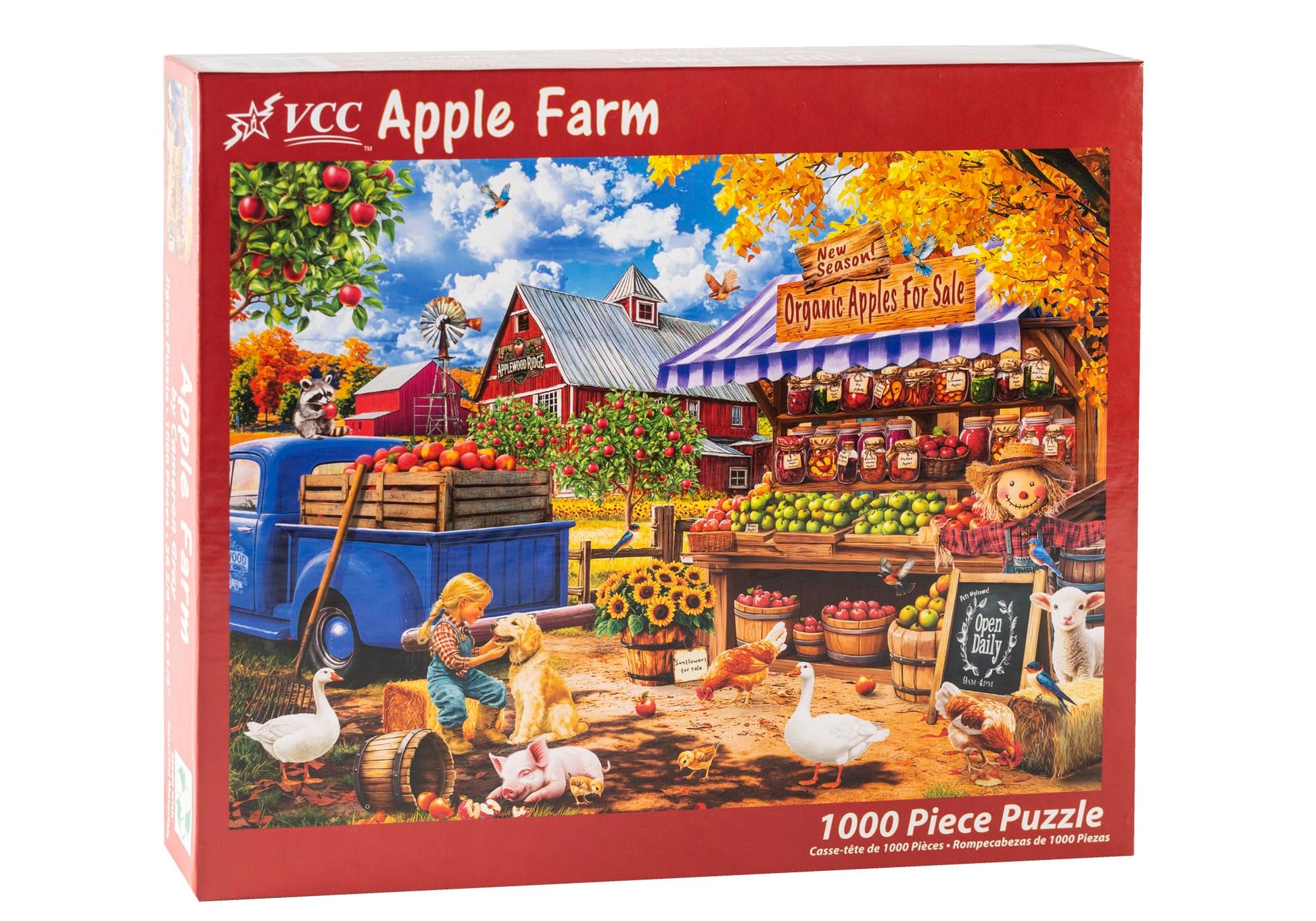 Apple Farm Jigsaw Puzzle 1000 Piece by Vermont Christmas Company - Puzzles for Adults & Families - Fully Interlocking & Randomly Shaped Pieces - 26