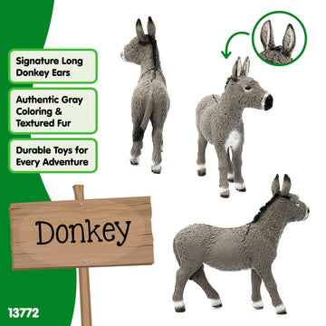 Schleich Farm World Realistic Donkey Animal Figurine - Highly Detailed and Durable Farm Animal Toy, Fun and Educational Play for Boys and Girls, Gift