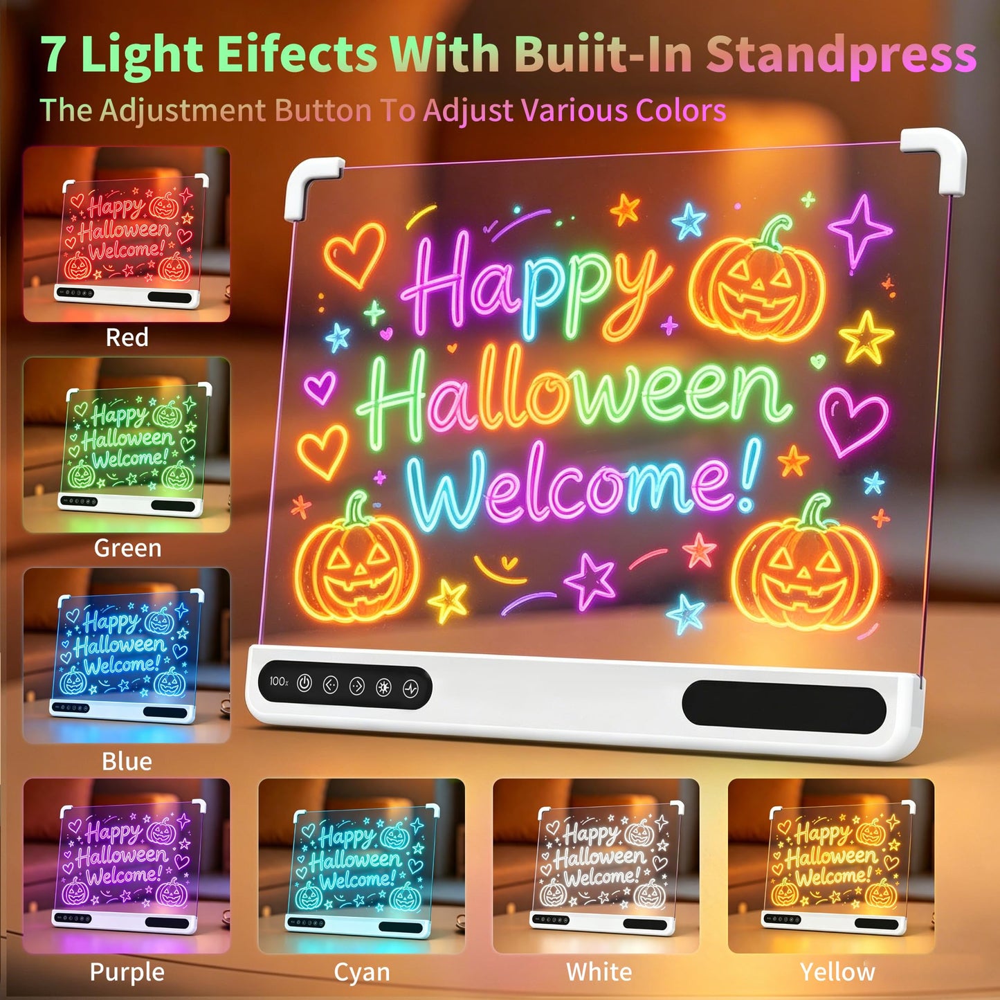 Kjlwb 16 Inch Rechargeable LED Glow Drawing Board for Kids, White Stand