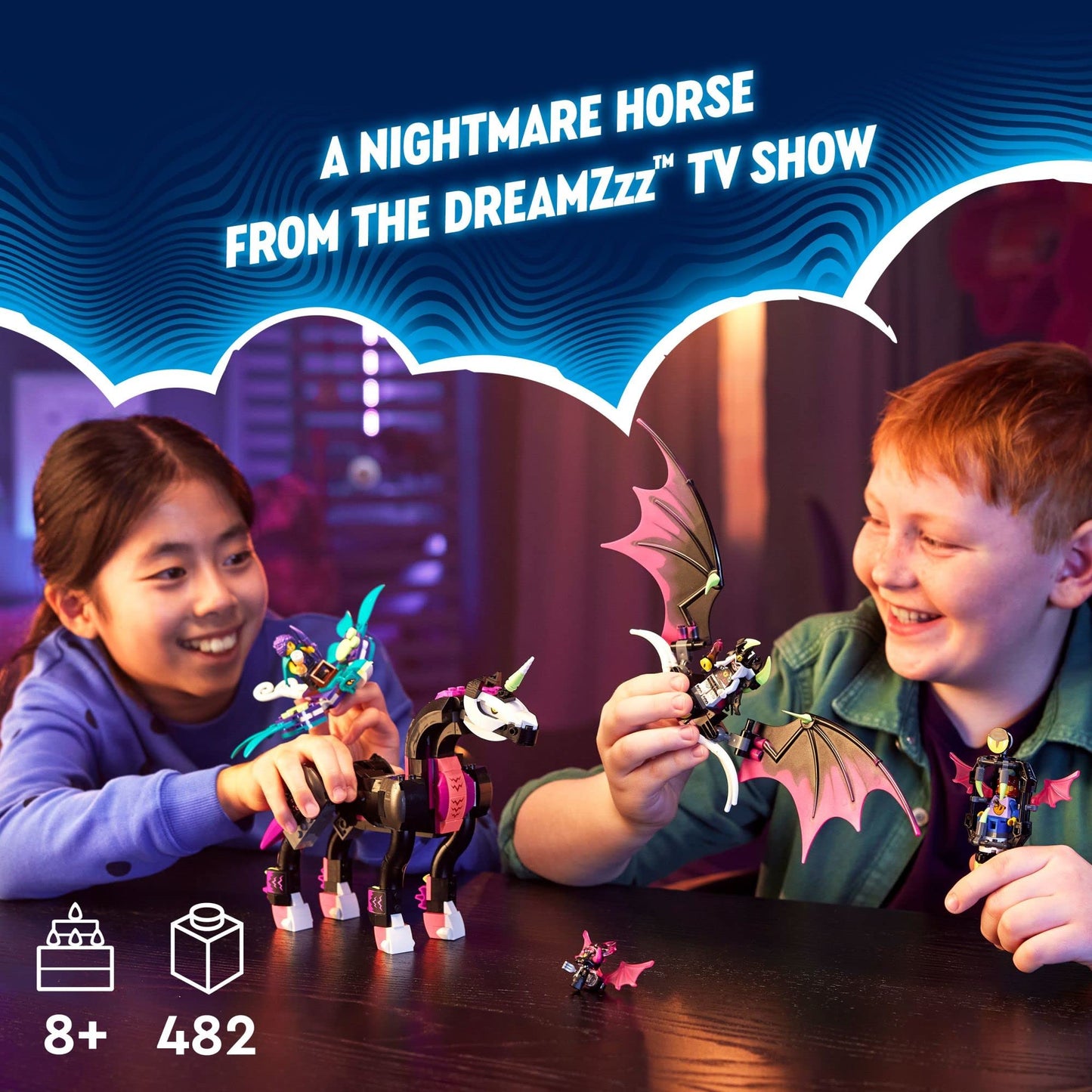 LEGO DREAMZzz Pegasus Flying Horse 71457 Building Toy Set, Fantasy Action Figure Creature, Comes with 3 Minifigures Including The Nightmare King,