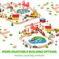 110PCS Wooden Train Set - Toy Magnetic Trains with Wooden Track Set for Kids Ages 3-8, City Scene Railway Set, Perfect Easter Birthday Gift