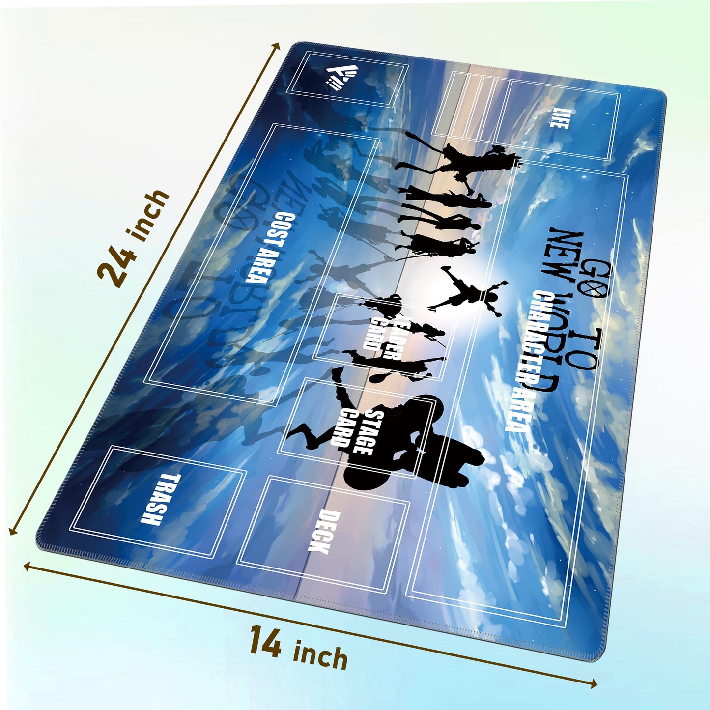 Auralvia Single-Player TCG Playmat with Zones Compatible with One Piece Card Game, Bonus Power Counter Dice & Storage Bag Included 24x14 Inches