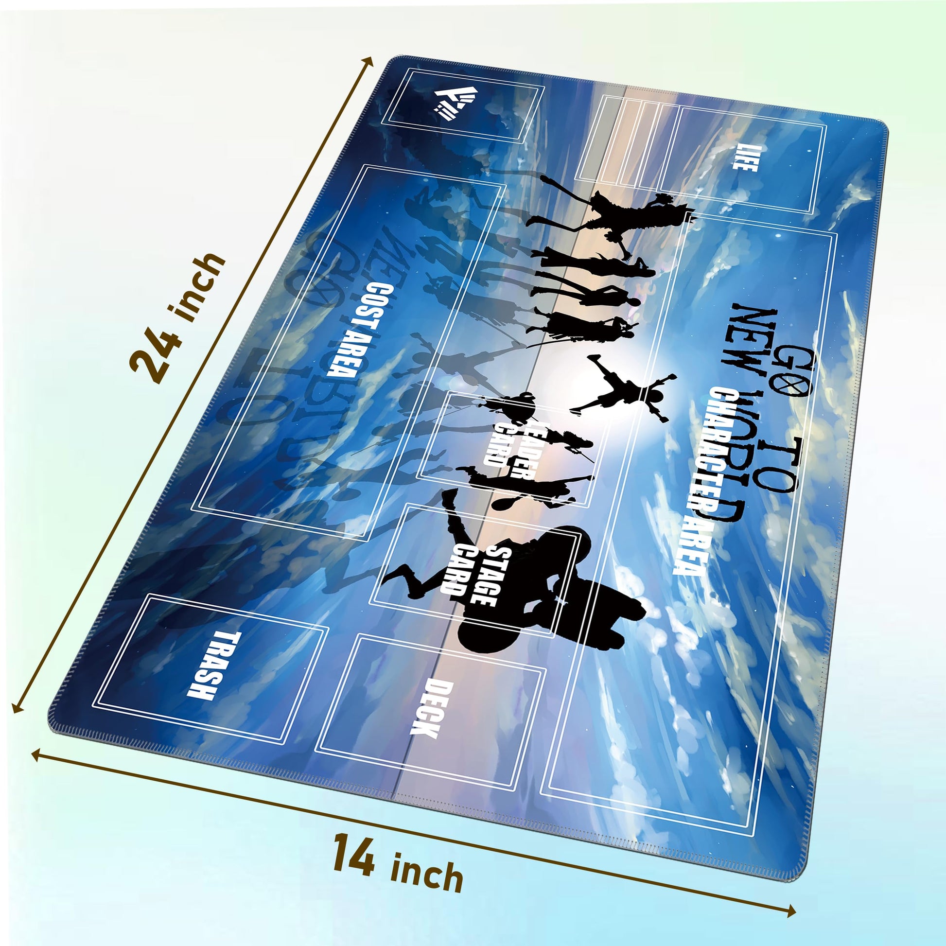 Auralvia Single-Player TCG Playmat with Zones Compatible with One Piece Card Game, Bonus Power Counter Dice & Storage Bag Included 24x14 Inches