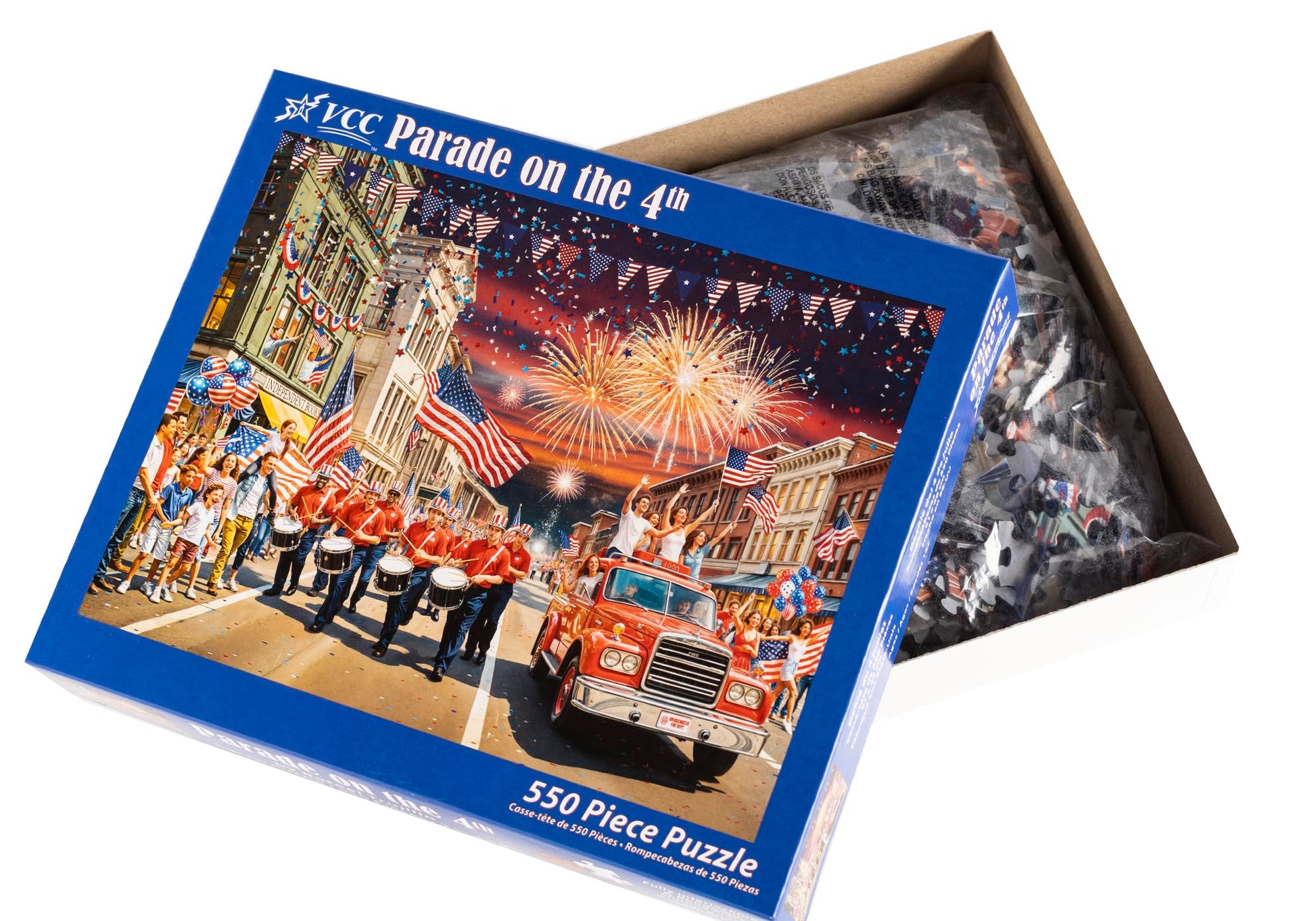 Parade on the 4th of July Jigsaw Puzzle 550 Piece - Fully Interlocking & Randomly Shaped Pieces - 24" x 18" - Summer Holiday Puzzles for Families