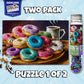 MicroPuzzles “Coffee & Donuts” Mini Jigsaw Puzzle 2-Pack - 150-Piece Café Treat Pocket 4×6 in Puzzle Gift | Made in USA | Small Business