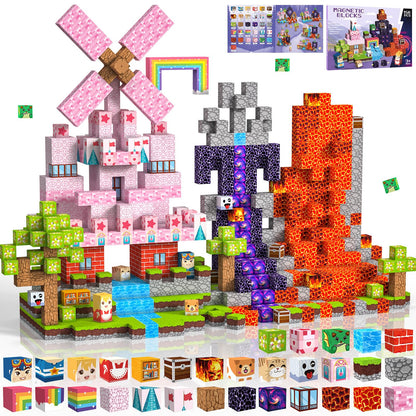 Crifeton Magnetic Blocks 150 PCS Magnetic Building Blocks, 3+ STEM Montessori Sensory Toys, Magnetic Cube for for 3 4 5 6 7 8 9 10 11 12 8-12 Years