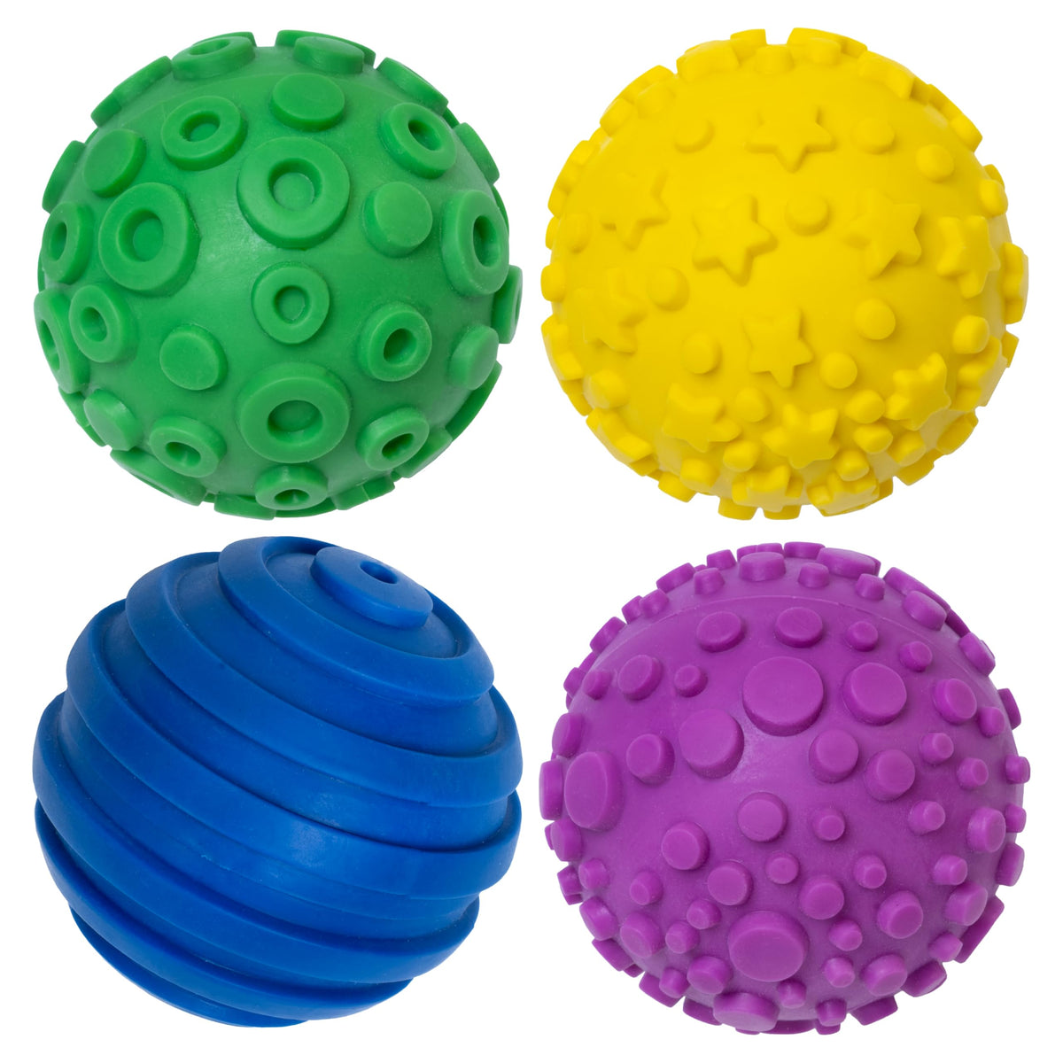 SPARK & WOW Sensory Bin Texture Twists | 4 Hollow, Tactile Balls | Twist Them Apart | Mix and Match Colors and Textures | Sensory Table Tools
