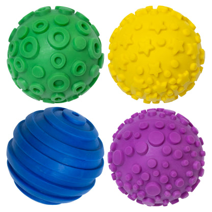 SPARK & WOW Sensory Bin Texture Twists | 4 Hollow, Tactile Balls | Twist Them Apart | Mix and Match Colors and Textures | Sensory Table Tools