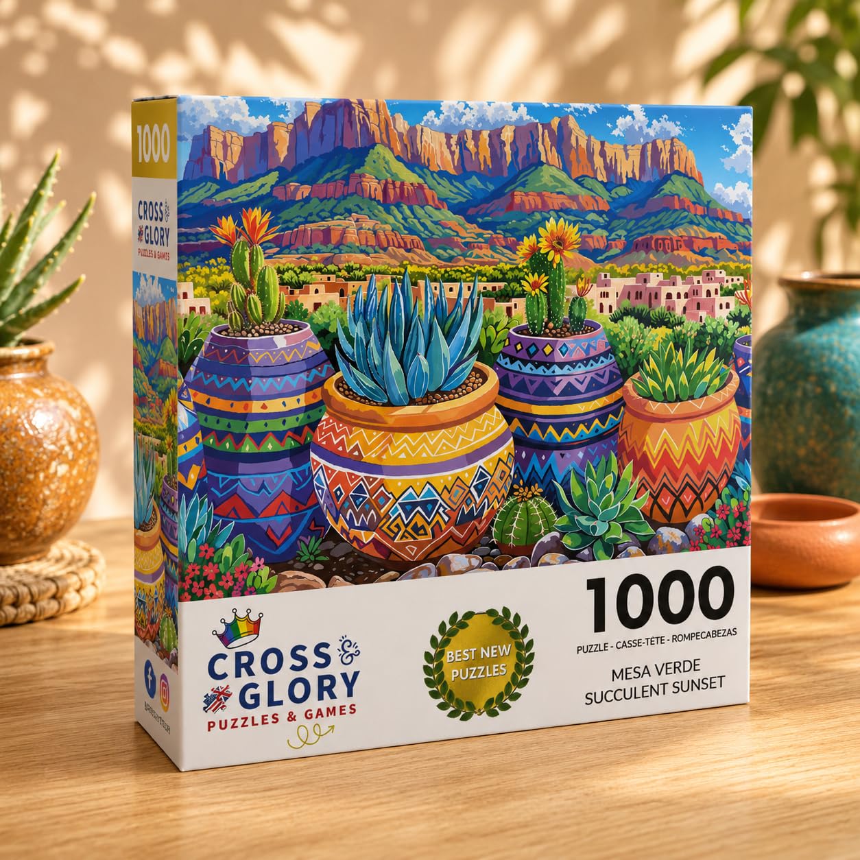 Cross & Glory | Jigsaw Puzzles for Adults | Mesa Verde Succulent Sunset