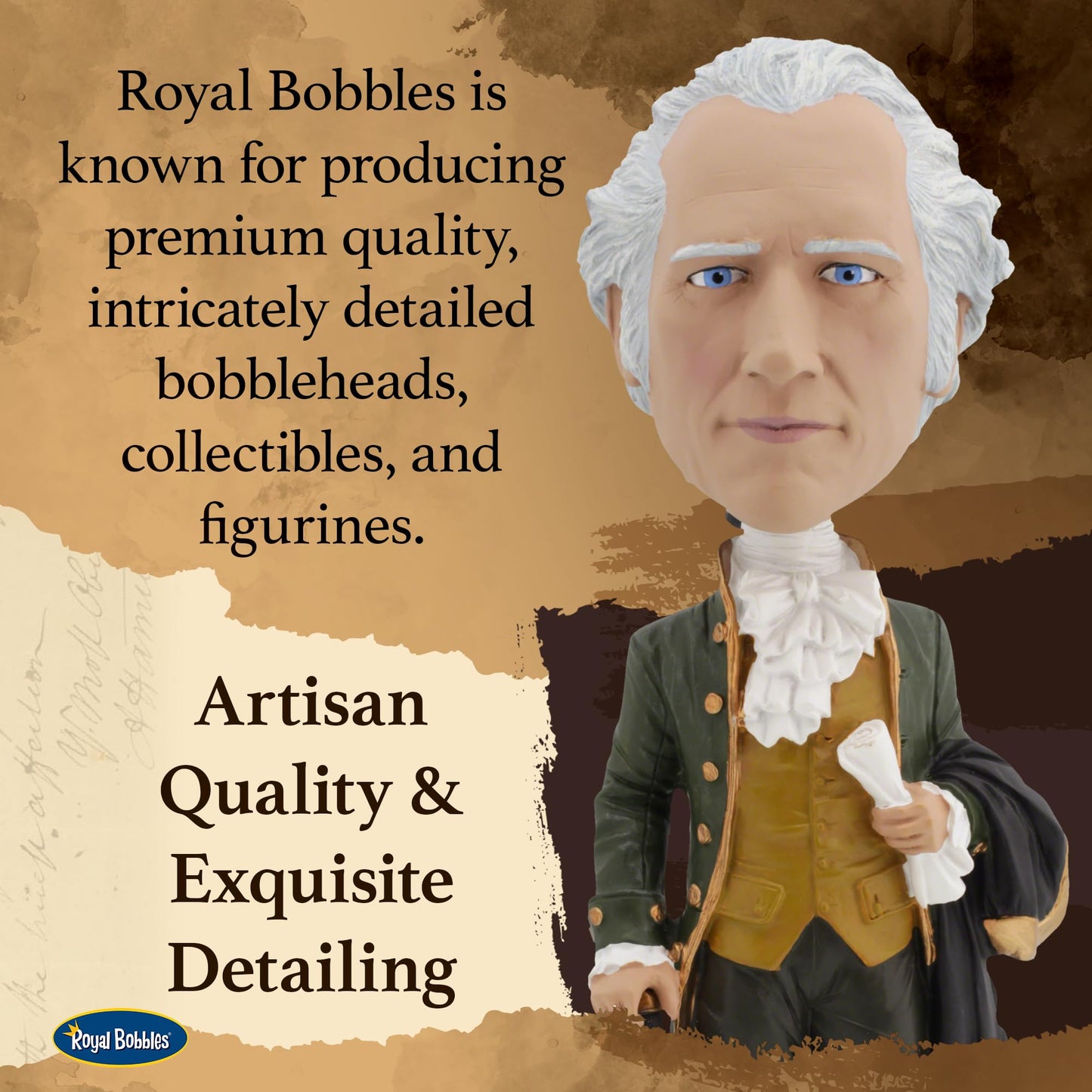 Royal Bobbles Alexander Hamilton - Founding Fathers Collection - 8.5 Inches Tall - Collectible Bobblehead Statue