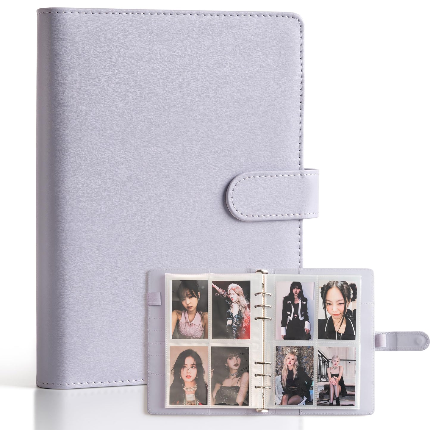 A5 Kpop Photocard Binder, 6 Ring Card Collector Album with 240 Card Slots, 30 Double-Sided Photocard Sleeves, PU Leather Binder Cover for Organizing