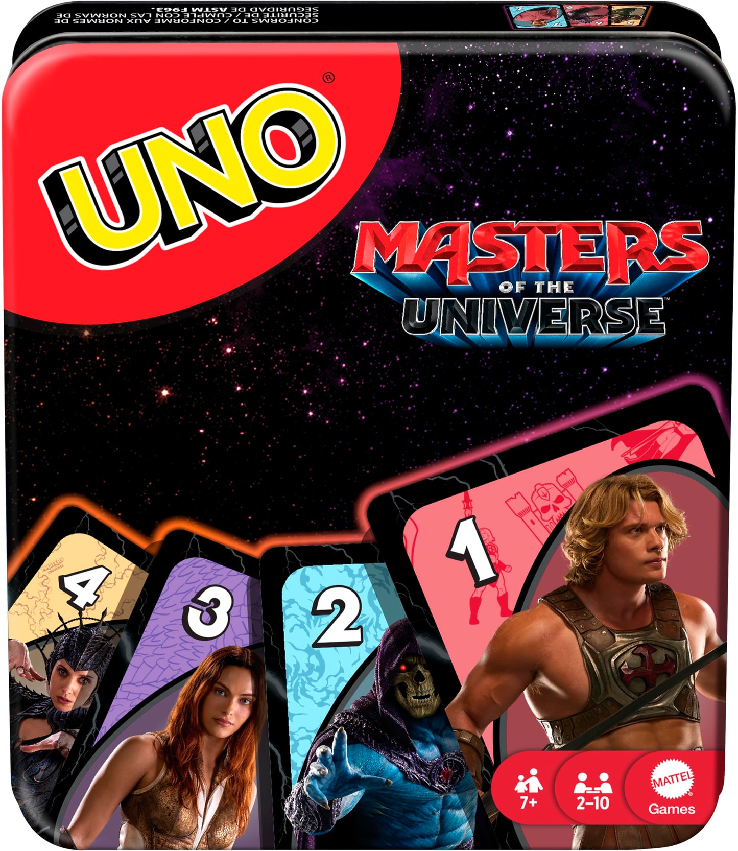 Mattel Games UNO Masters of the Universe Movie Card Game in Decorative Tin with Movie-Inspired Deck for Kids, Teens, Grown-Ups, Family Nights