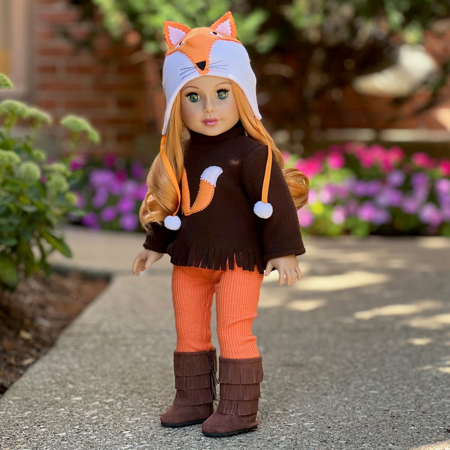 Foxy - Clothes for 18 inch Dolls - 4 Piece Outfit - Hat, Blouse, Leggings and Boots. (Doll Not Included)