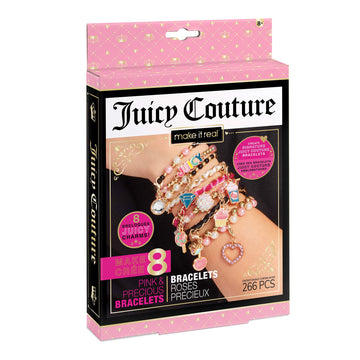 Make It Real - Juicy Couture Pink and Precious Bracelets - DIY Charm Bracelet Making Kit - Friendship Bracelet Kit with Charms, Beads & Cords - Arts
