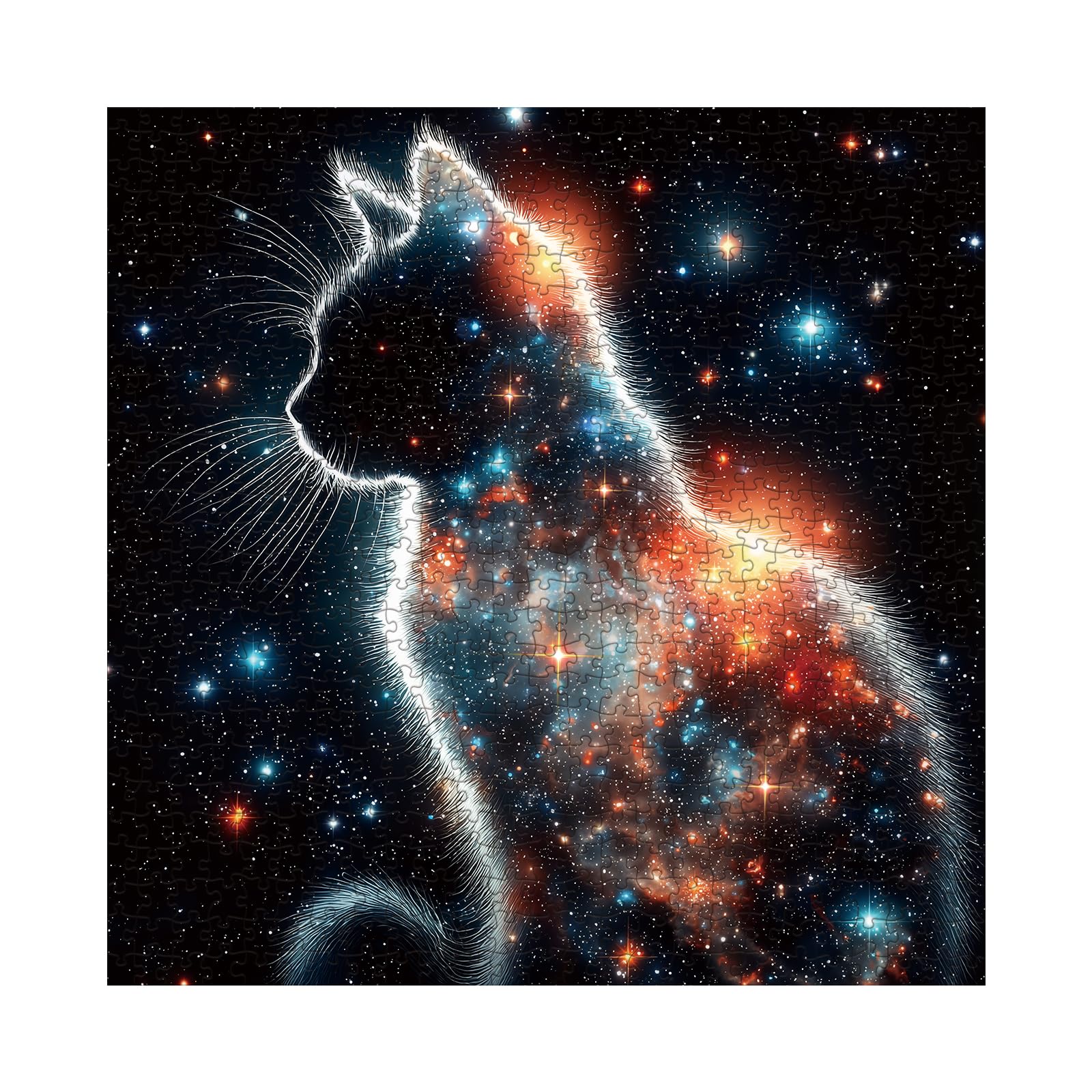 Larkipuzz Funny Mystery Cat Starry Night Puzzles for Adults 1000 Pieces