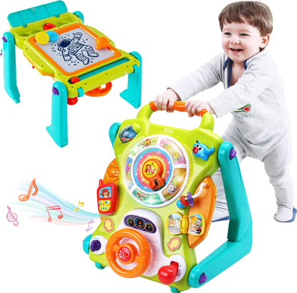 iPlay, iLearn 3 in 1 Baby Walker Sit to Stand Toys, Kids Activity Center, Toddlers Musical Fun Table, Lights and Sounds, Learning, Birthday Gift